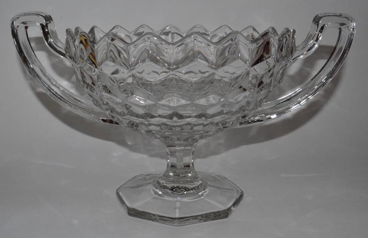 Fostoria American Glass Footed Two Handled Trophy Compote Bowl