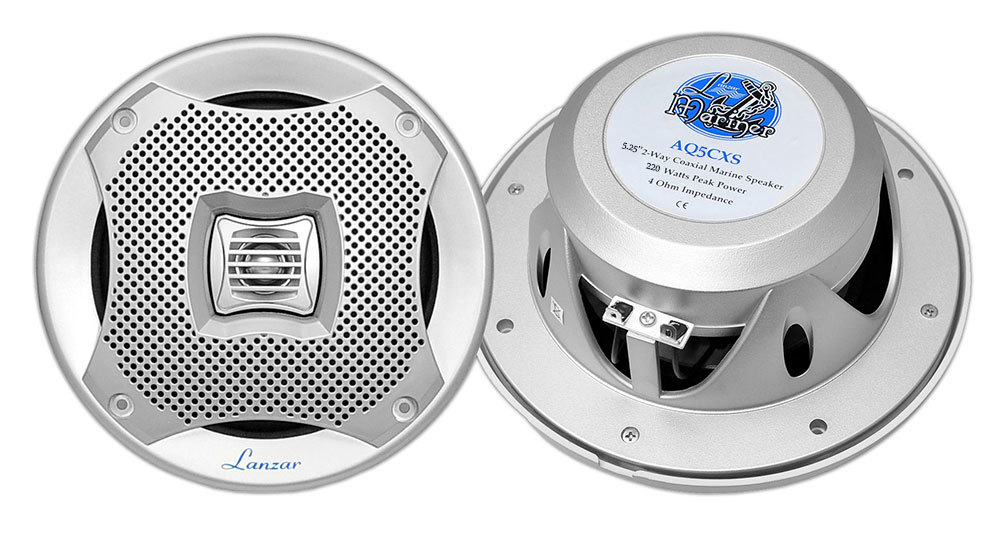 NEW Lanzar AQ5CXS Pair of 400 Watts 5.25'' 2-Way Marine Speakers (Silver)
