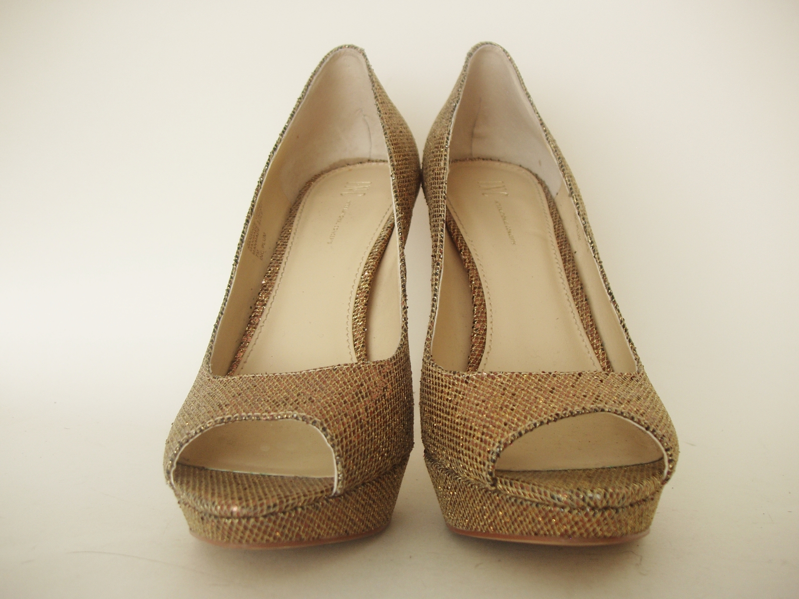 Inc International Concepts Plum Peep Toe Glitter Bronze Stiletto Shoes Size 7m Fashion