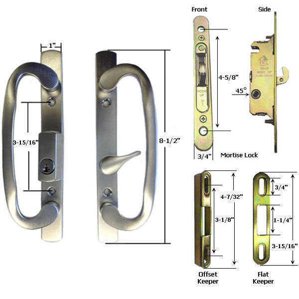 Building And Hardware Sliding Glass Patio Door Handle Kit Mortise Lock