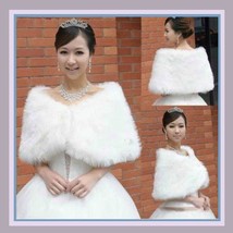  White Ivory Faux Fur Wrap Bridal Shrug Capet