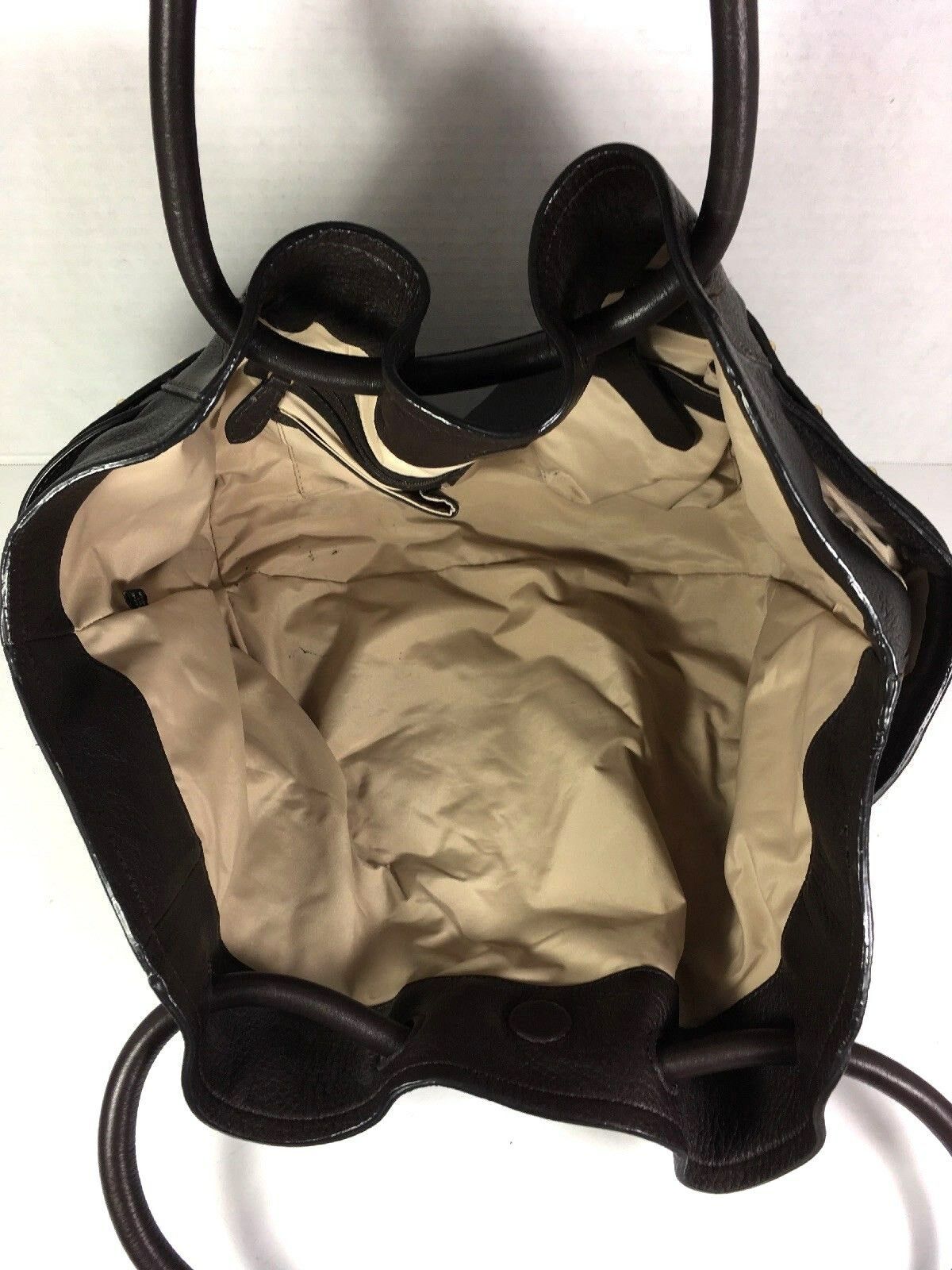 Cole Haan Extra Large Dark Brown Pebbled Leather Tote Shoulder Bag ...