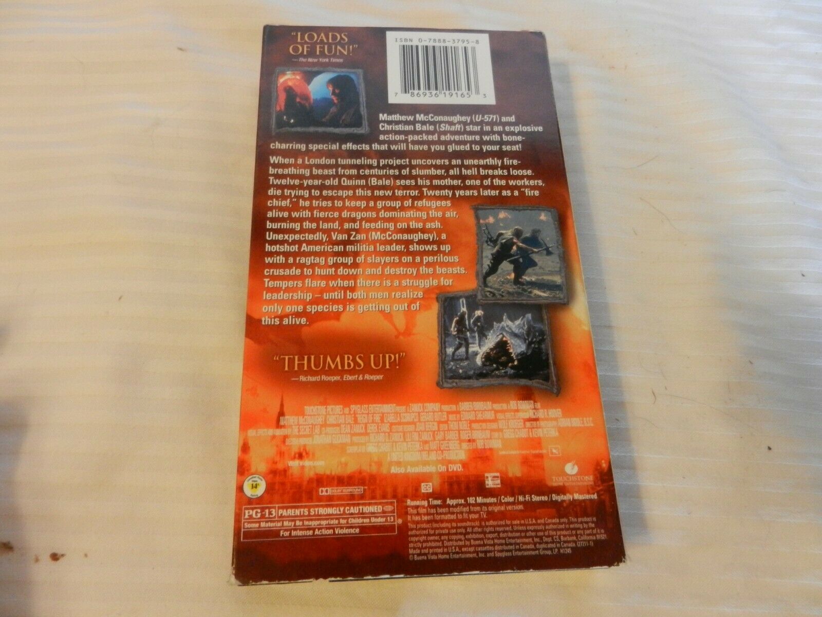 Reign of Fire (VHS, 2002) Matthew McConaughey,Christian Bale - VHS Tapes