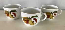 3 Evesham Gold Flat Cups Fine Porcelain Royal Worcester Fruit Gold Trim ... - $12.59