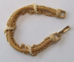 GOLDETTE Chain and Rope Mesh BRACELET with faux Seed PEARLS - 6 3/4 inches - $50.00