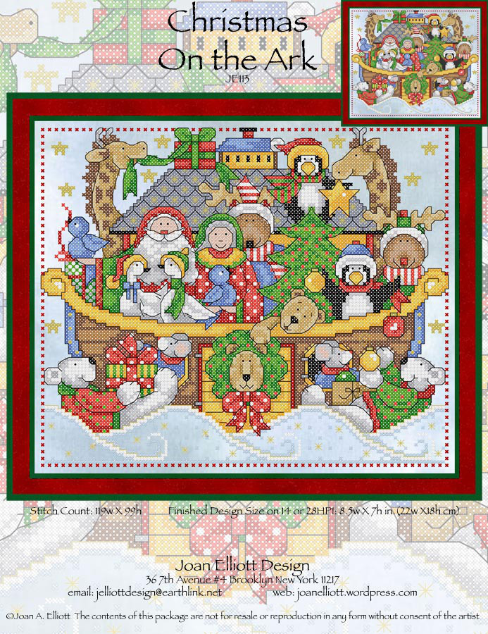 Christmas On The Ark JE113 cross stitch chart Joan Elliott Designs ...