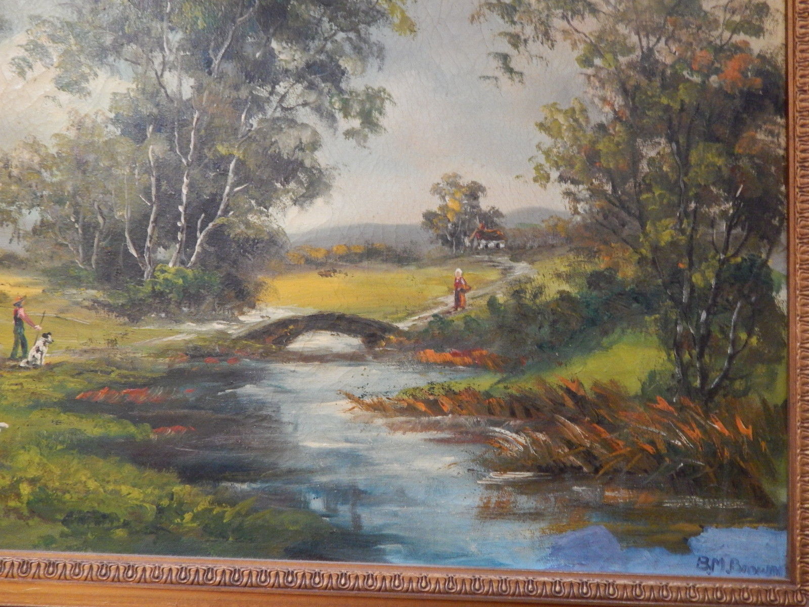 B M Brown . Large 44 " X 32 " Framed Oil Painting On Canvas Landscape ...