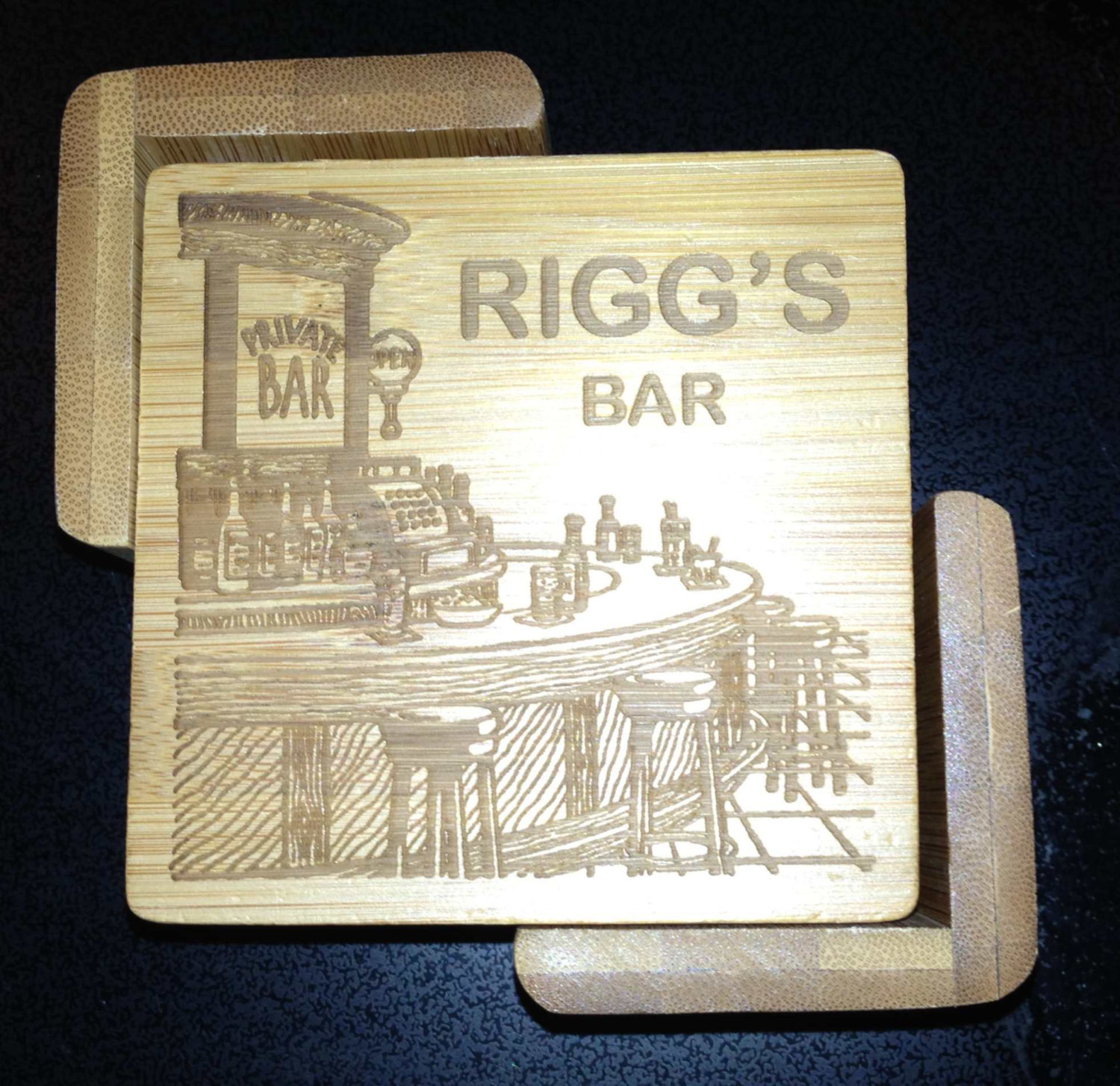 Personalized Bar Coaster Set 6 Coaster Set Great gift for that Man