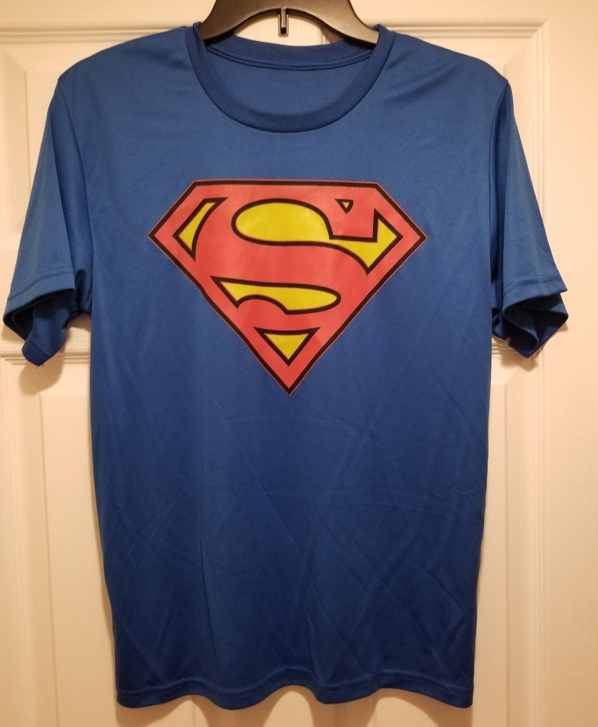 New Superman Logo Youth XL Blue Performance Gym Workout T-shirt DC ...