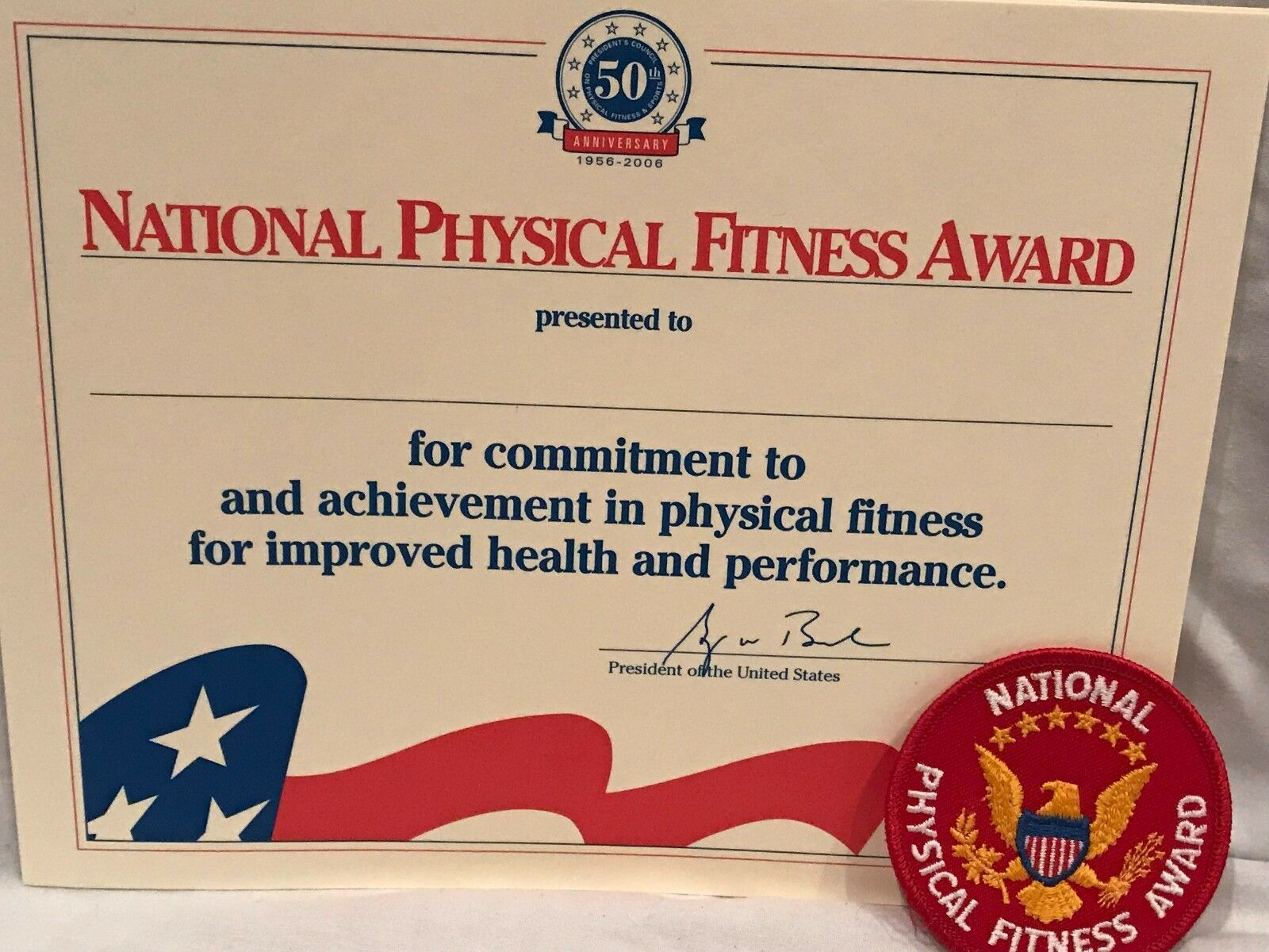 NEW Vintage Presidential Physical Education Fitness Award 3" Iron On