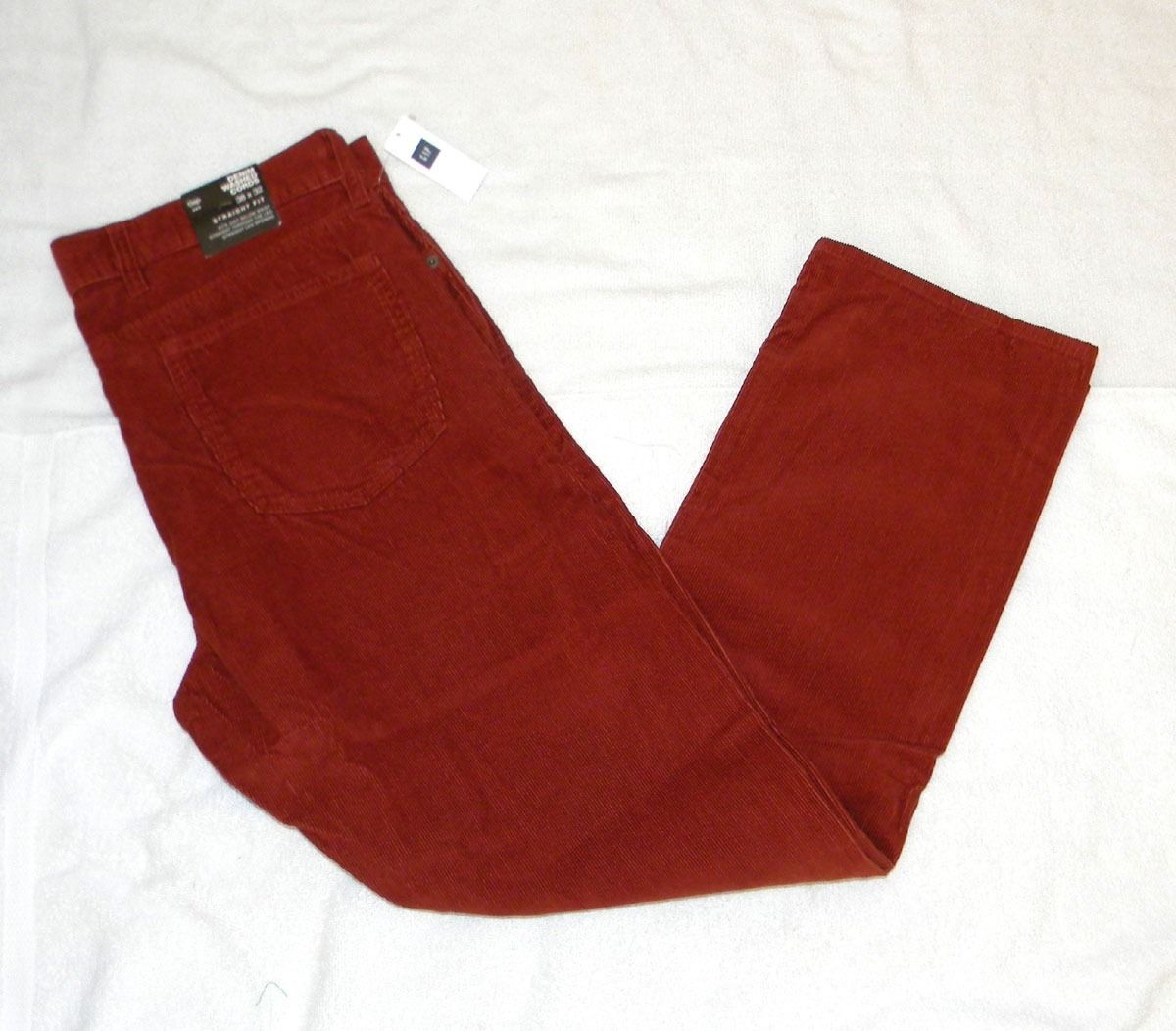 NWT GAP MENS BURNT ORANGE CORDUROY PANTS STRAIGHT FIT 35 X 30 DENIM ...