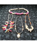 Set of 4 Tropical Beach Inspired Necklaces, Shells and Natural Stone, Vi... - $29.95