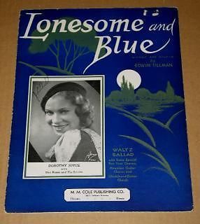 Primary image for Dorothy Joyce Lonesome And Blue Sheet Music Vintage 1932