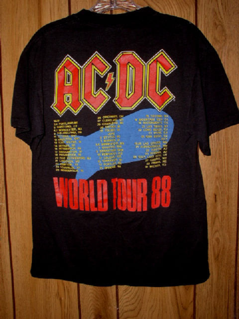 AC/DC Concert Tour T Shirt Vintage 1988 Blow Up Your Video - ABBA