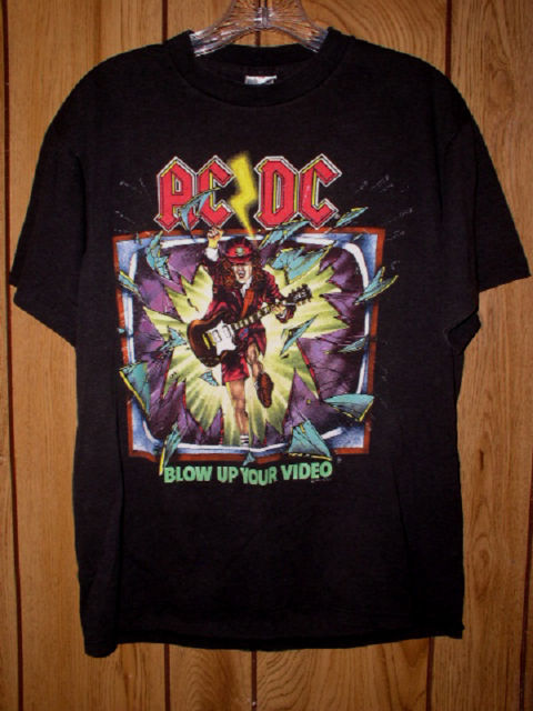 AC/DC Concert Tour T Shirt Vintage 1988 Blow Up Your Video - ABBA