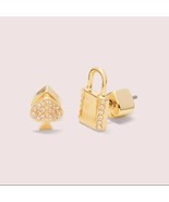 Gold Kate Spade Pave Asymmetrical Lock Stud Earrings - $32.78