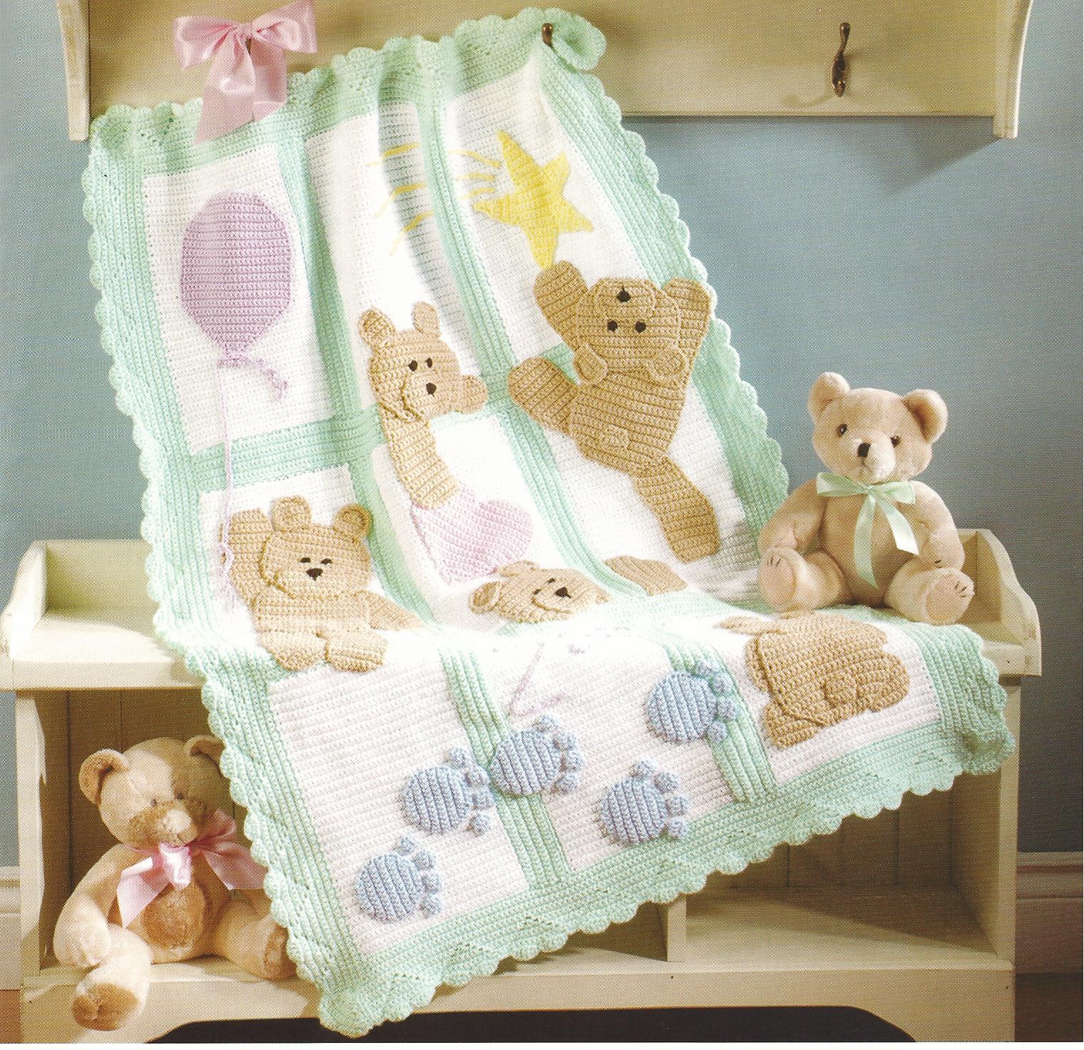 7 of the Best Baby Afghans Crochet Patterns~Bears~Ducky~Bubbles+ ...