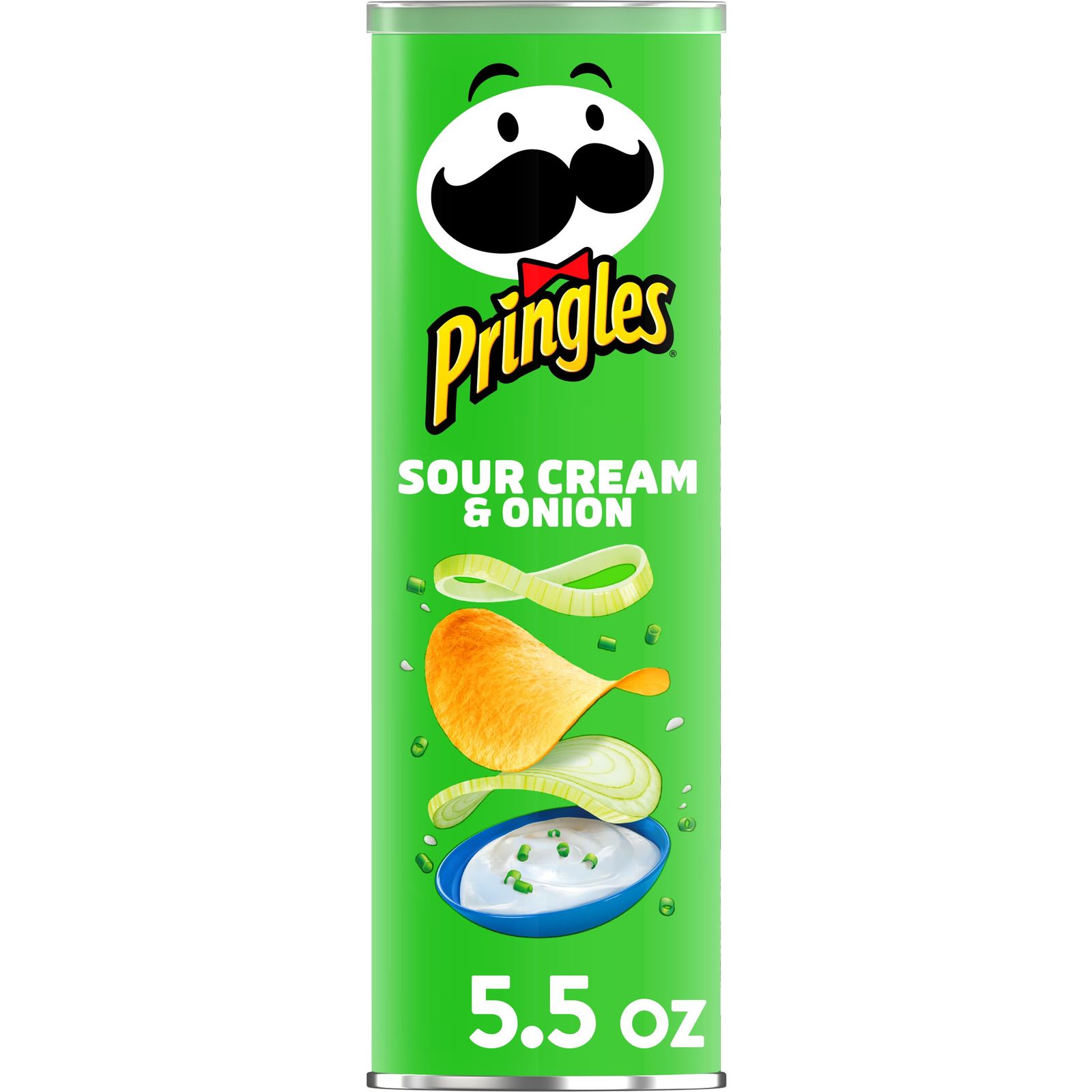 Pringles Sour Cream & Onion Flavored Potato Crisps Chips Snacks Canister 5.2 oz.