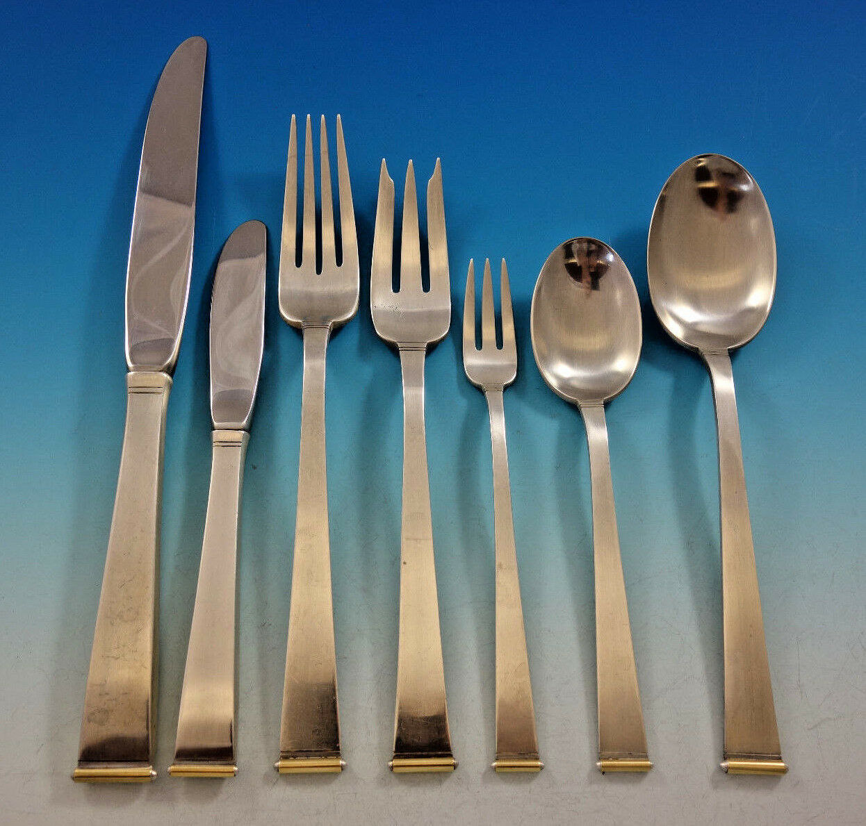 Primary image for Gold Tip by Gorham Sterling Silver Flatware Set Service 92 pc Mid Century Modern