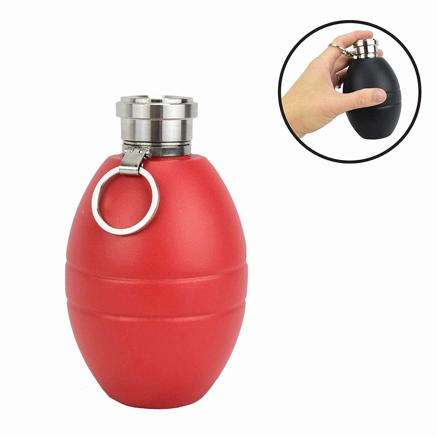 Stainless Steel Grenade Flask 10 oz with keychain Flasks