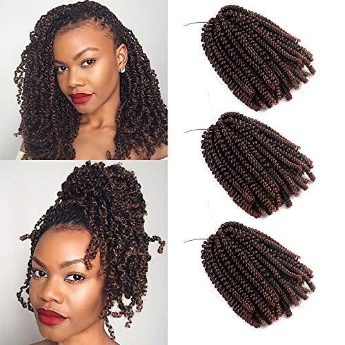 3 Pack Spring Twist Crochet Hair Ombre Brown Crochet Braids 8 Inch ...