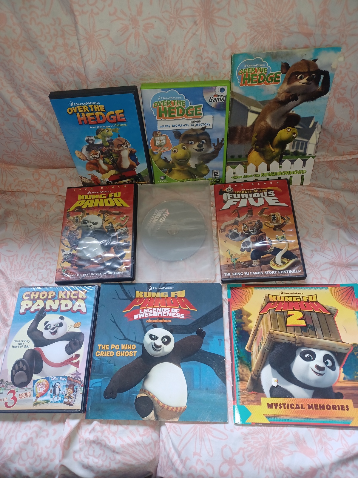 Over The Hedge, Kung Fu Panda & Chop Kick Panda - 6 Dvds + 3 Books In 