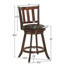 Set of 2 Wood Swivel Counter Height Dining Pub Bar Stools with PVC Cushioned Sea image 8