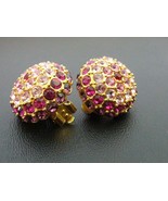 Signed JOAN RIVERS Earrings - Gorgeous Shades of PINK Glass Rhinestones - £28.75 GBP