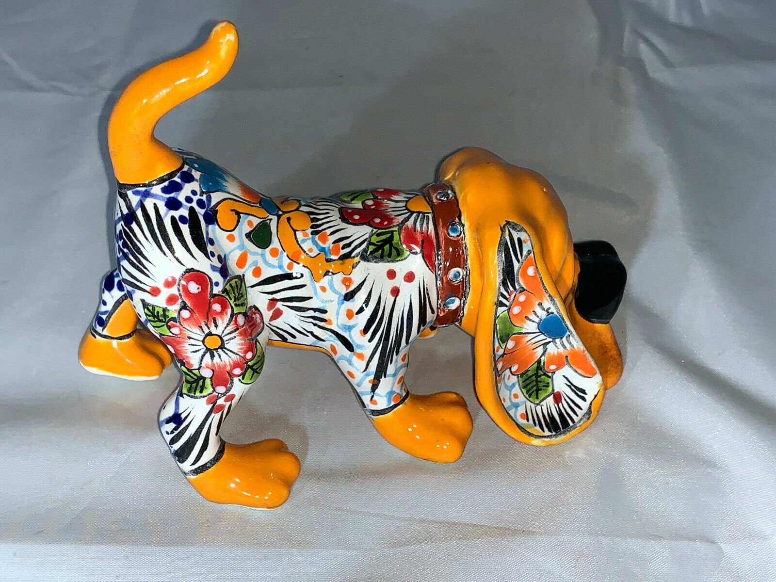 Mexican Pottery Animal Talavera Dog Figure Hound Dog Gerardo Garcia 