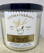 Bath And Body Works Aromatherapy Peaceful Tea Tree & Peppermint 3 Wick Candle - $54.70