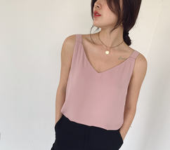White Chiffon Sleeveless Top Ladies Chiffon Tank Bridesmaid Chiffon Tank Tops image 4