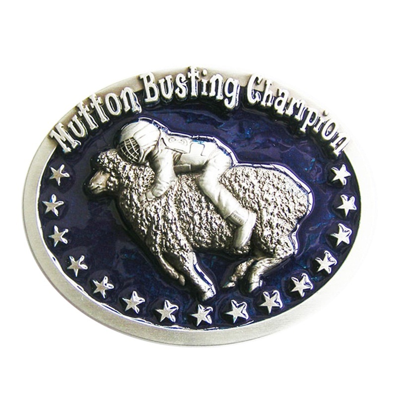 New Vintage Blue Enamel Initial Mutton Busting Champion Belt Buckle Gurtelschnal