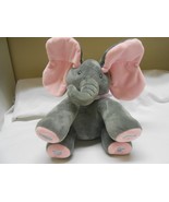 Peek A Boo Elephant Plush Stuffed Animal w/ Mechanical Moving Ears Pink ... - $8.54