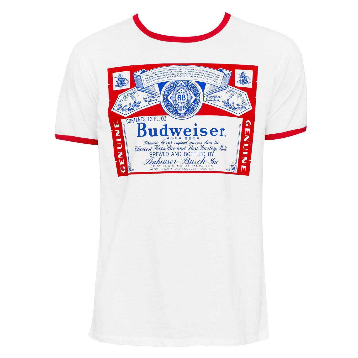 Budweiser Ringer Tee Shirt White - $38.98 - $40.98