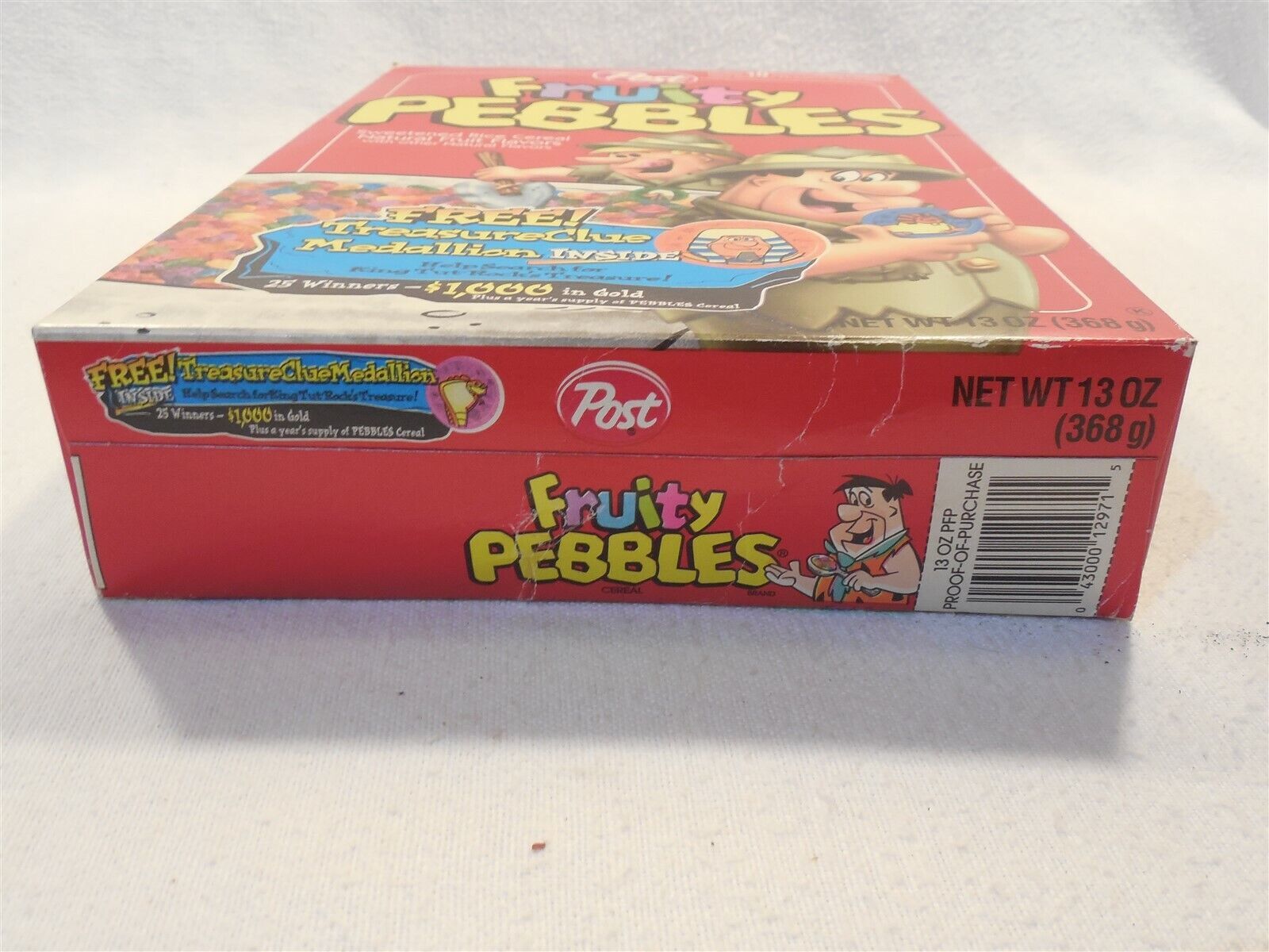 Flintstones 1996 Post Fruity Pebbles Cereal Box Treasure Clue Medallion