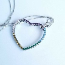 Authentic Pandora Rainbow Love Heart Pendant Necklace 397070NRPMX 60 Cm 23.6" - $64.94