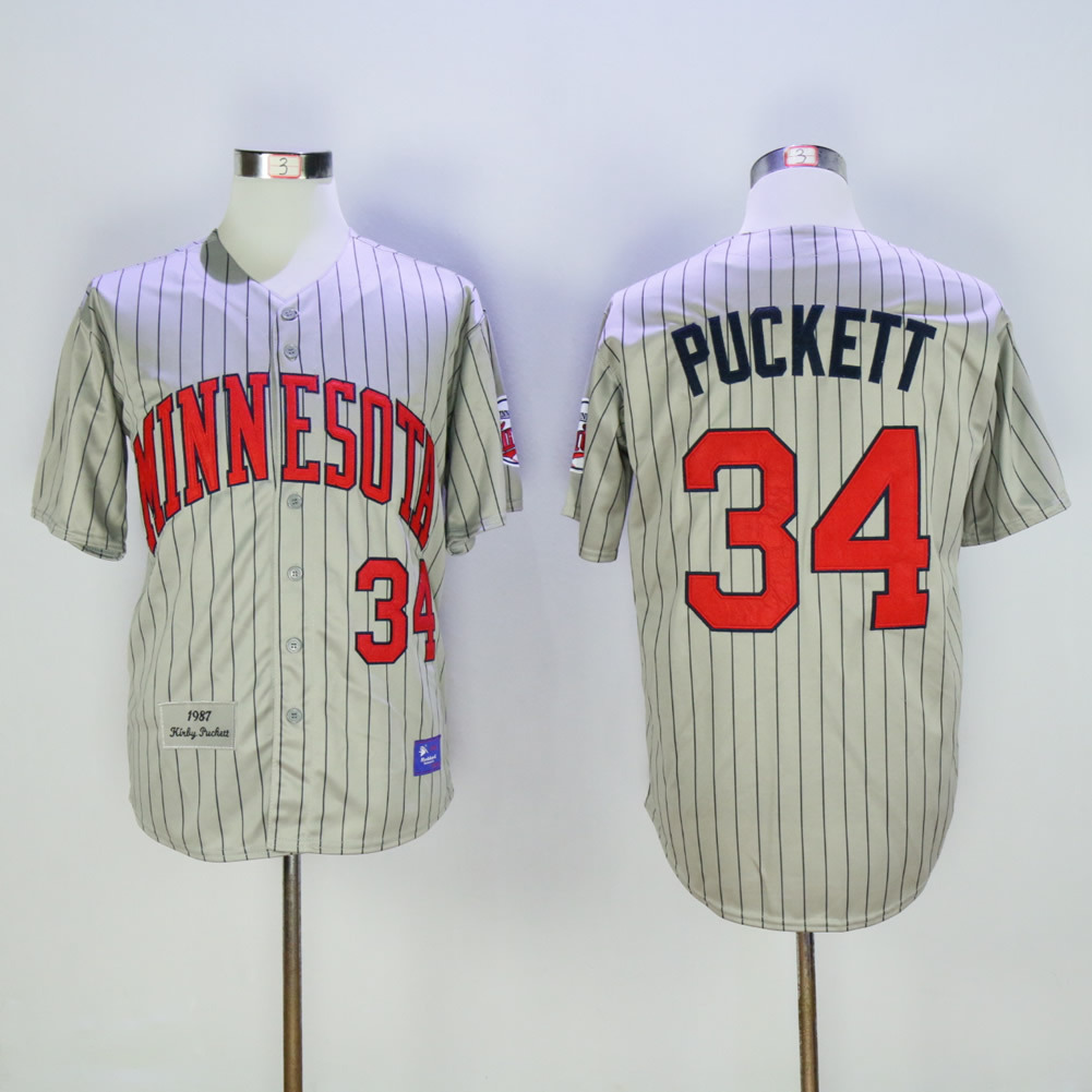 Men's Minnesota Twins #34 Kirby Puckett Jersey Sewn on ...