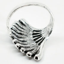 Bohemian Vintage Flapper Style Inspired Silver Tone Feather Fan Statement Ring image 4