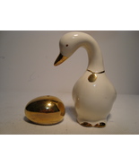 Hand painted white porcelain swan &amp; gold egg salt &amp; pepper shaker set. - $8.00