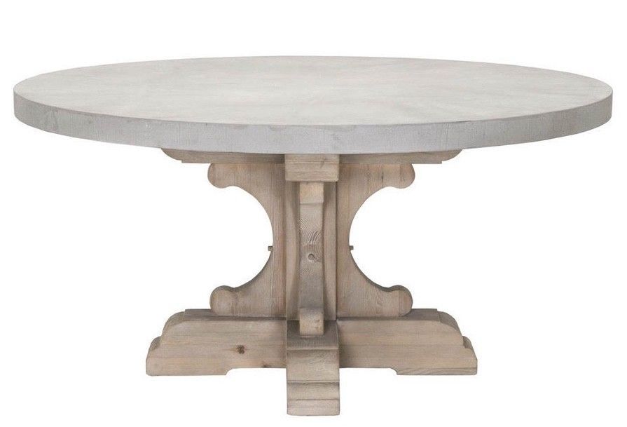 NEW 60" Round Concrete Dining Table Pedestal Restoration Wood Base