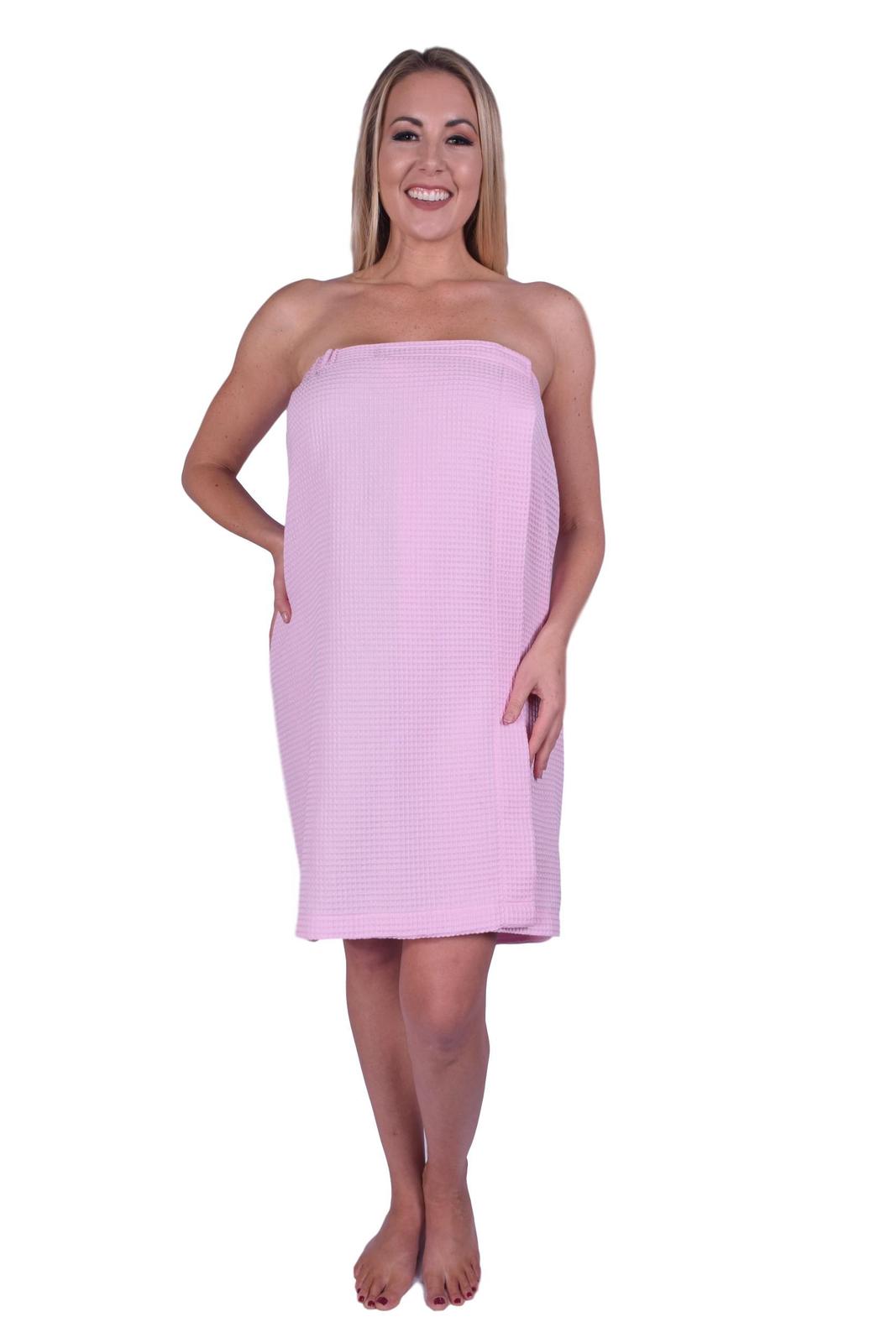 Premium Waffle Spa Wrap Towel Robes Terry Sarong w Velcro Closure for