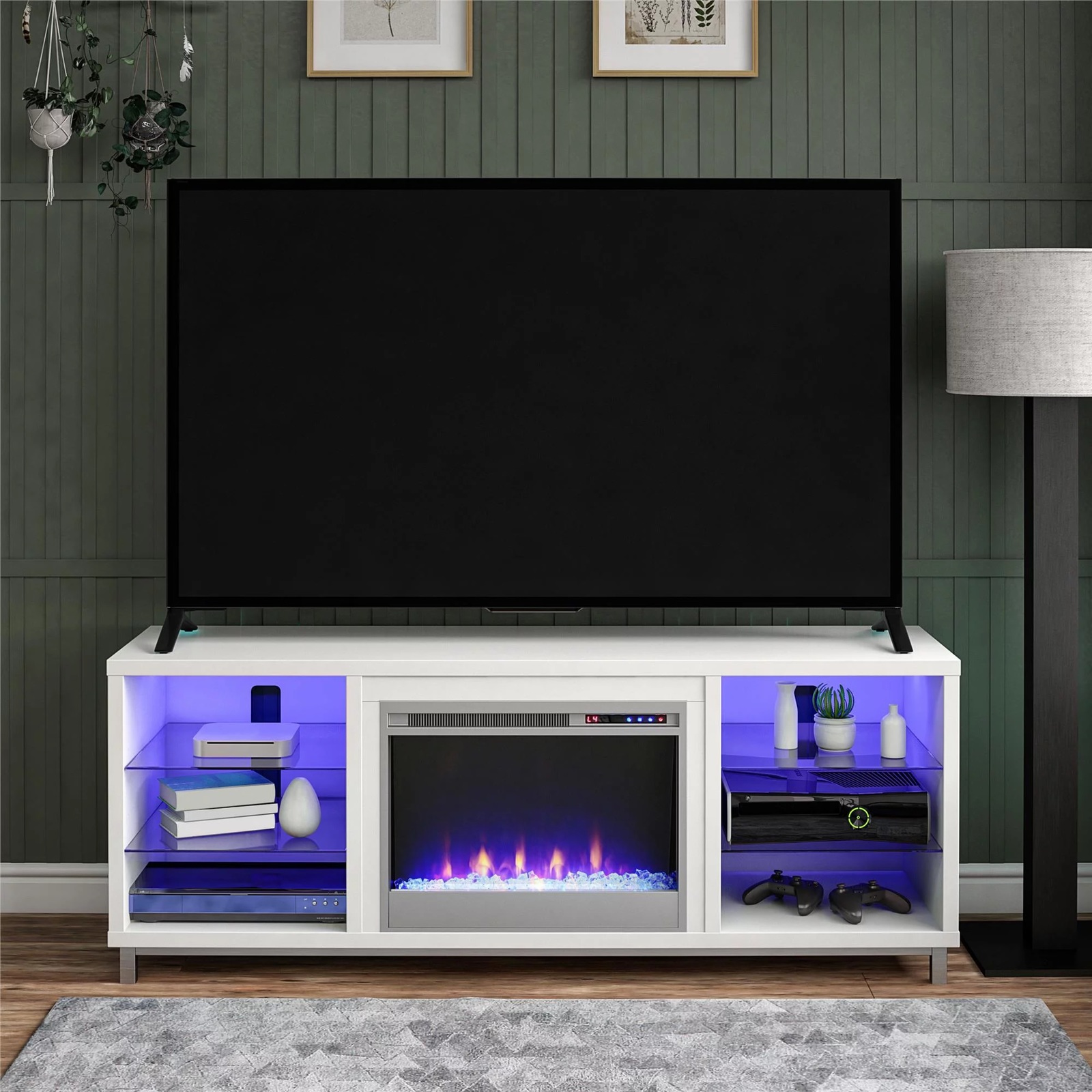 Ameriwood Home Lumina Fireplace TV Stand for TVs up to 70 White
