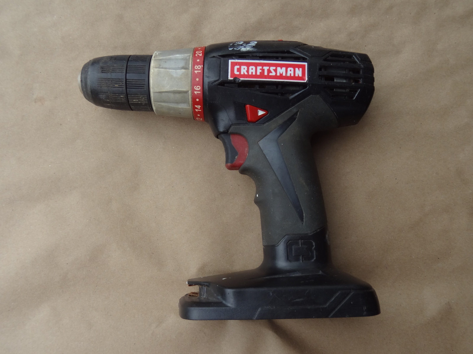 CRAFTSMAN CORDLESS DRILL 19.2V 19.2 VOLT BARE TOOL USED WORKS WELL ...