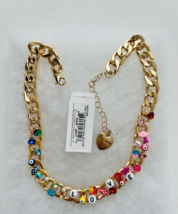 Betsey Johnson Love Link Peace Mushroom Chain Necklace - $89.97