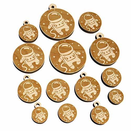 Cute Astronaut in Space with Stars Mini Wood Shape Charms Jewelry DIY Craft - 14