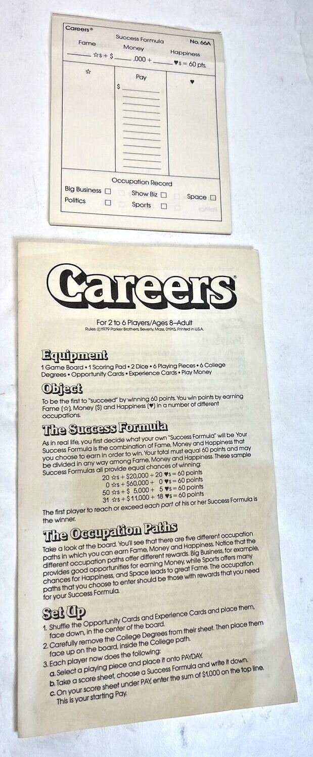 Careers Board Game by Parker Brothers 1979, and 50 similar items