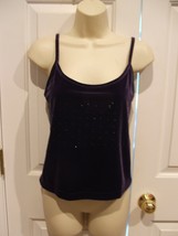 Nwt Casual Corner Purple Velvet Sparkle Sleeveless Top Size Small - $17.81