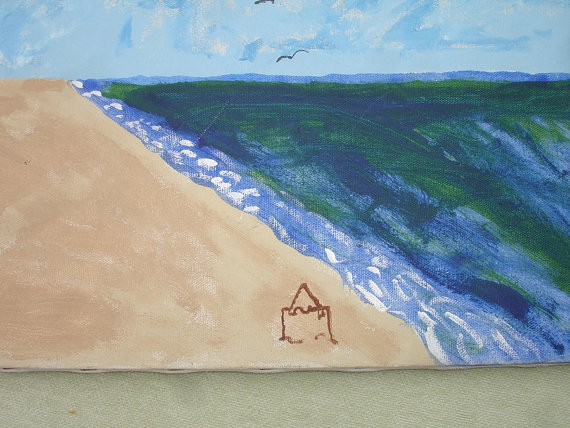 Summer Beach Scene Canvas Painting - Hand Painted - Paintings