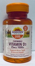 Sundown Naturals Chewable Vitamin D3 25 mcg 1000 IU 120 tablets 10/2023 ... - $9.99