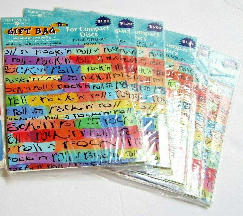 Forget Me Not Gift Bags For Compact Discs American Greetings Rock 'N' Roll